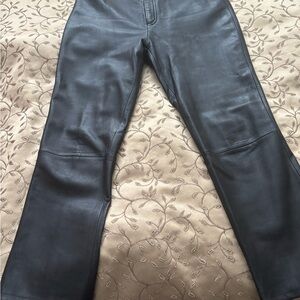 Vintage Rem Garson Brown  Leather Straight-Leg Pants